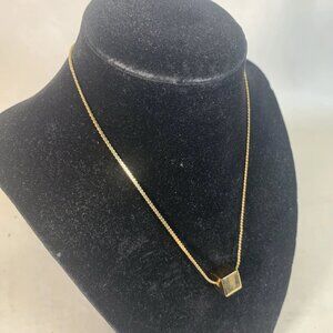 Vintage Monet solid cube necklace Gold Tone 15”  Cube/Box Pen